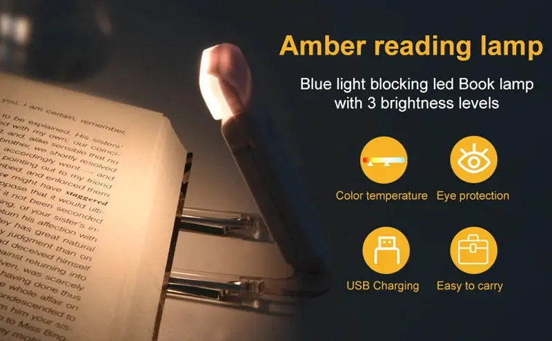 LED USB Rechargeable Book Light Reading Light Eye Protection Night Light Portable Clip Desk Light Bookmark Read Light Night Lamp My Store