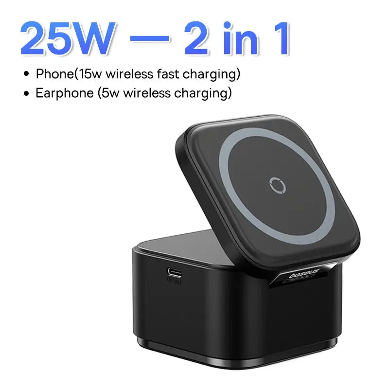 Baseus 3 in 1 25W Magnetic Wireless Charger Stand 15W Fast Wireless Charging Desktop Dock Station For iPhone16 15 14 13 Airpod My Store