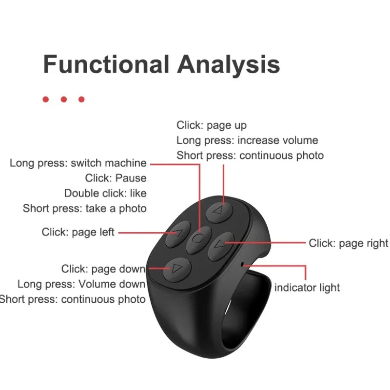 Smart Fingertip Ring Remote Control Mouse Wireless Bluetooth Mobile Selfie Mice Selfie Video Automatic Page Turner Browsing Vital Gadget