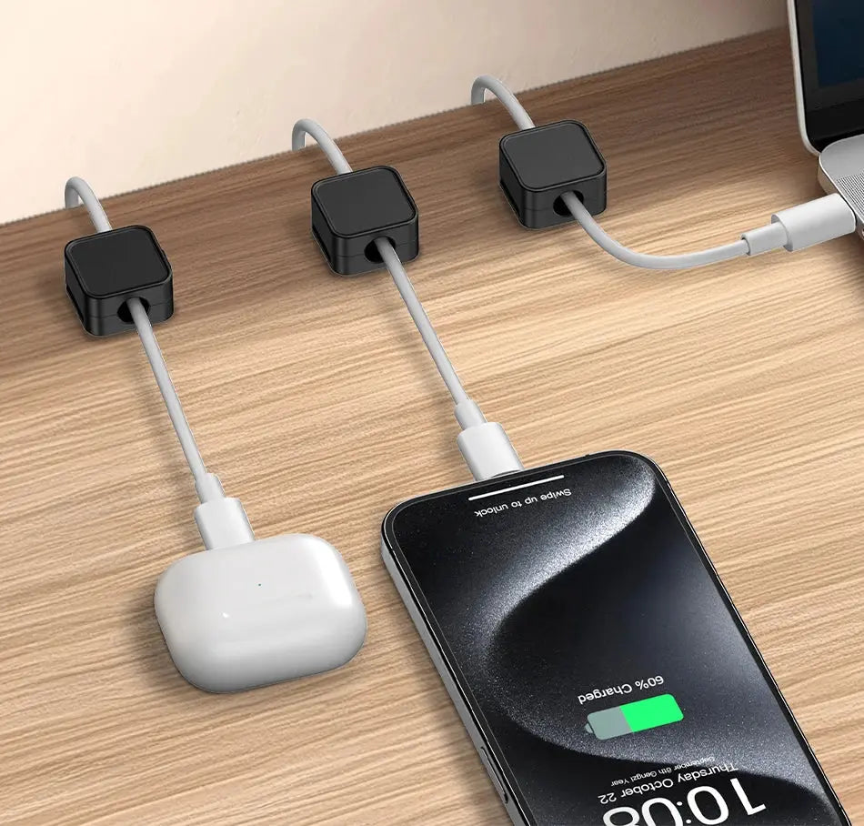 Rocoren Magnetic Cable Organizer Holder Cable Smooth Adjustable Cord Holder Under Desk Cable Management Wire Keeper Cable Clips My Store