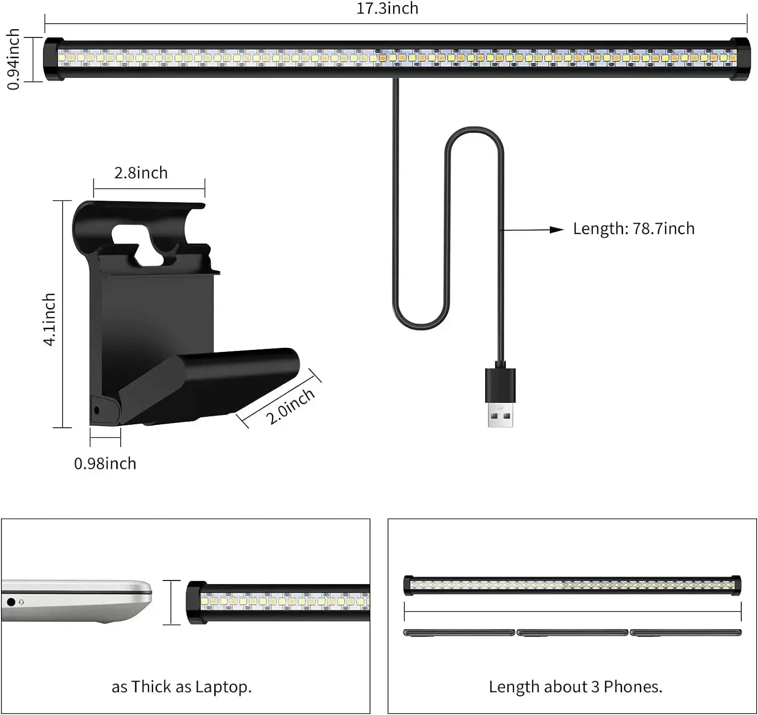 RGB LED Desk Lamp Dimmable Office Computer Eye-caring Table Lamps for Study Reading Screen Monitor Hanging Light Bar My Store