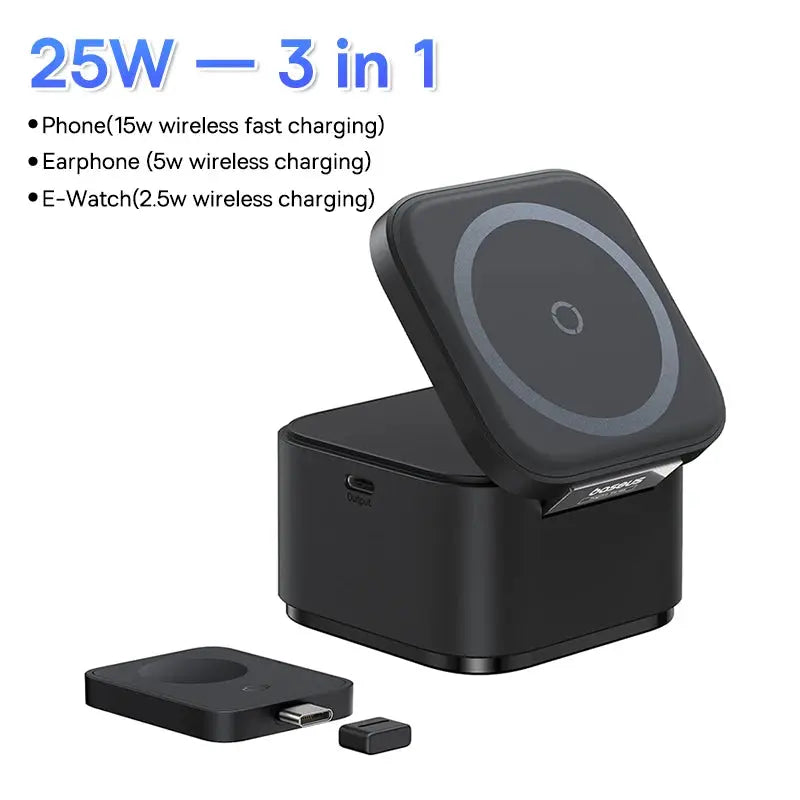 Baseus 3 in 1 25W Magnetic Wireless Charger Stand 15W Fast Wireless Charging Desktop Dock Station For iPhone16 15 14 13 Airpod My Store