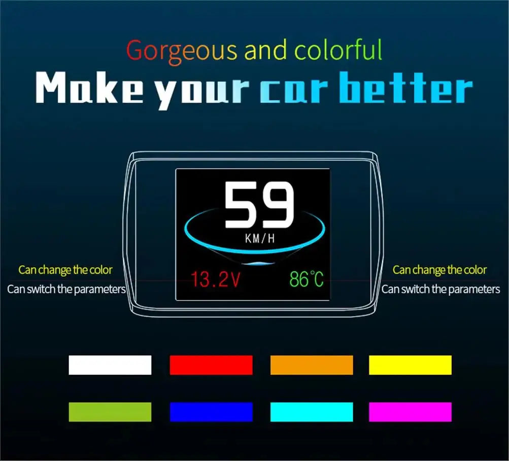 HUD P10 OBD2 Digital Car Head Up Display Speedometer Tachometer Battery Voltage Oil Pressure Coolant Temp Smart Car HUD Gauge My Store