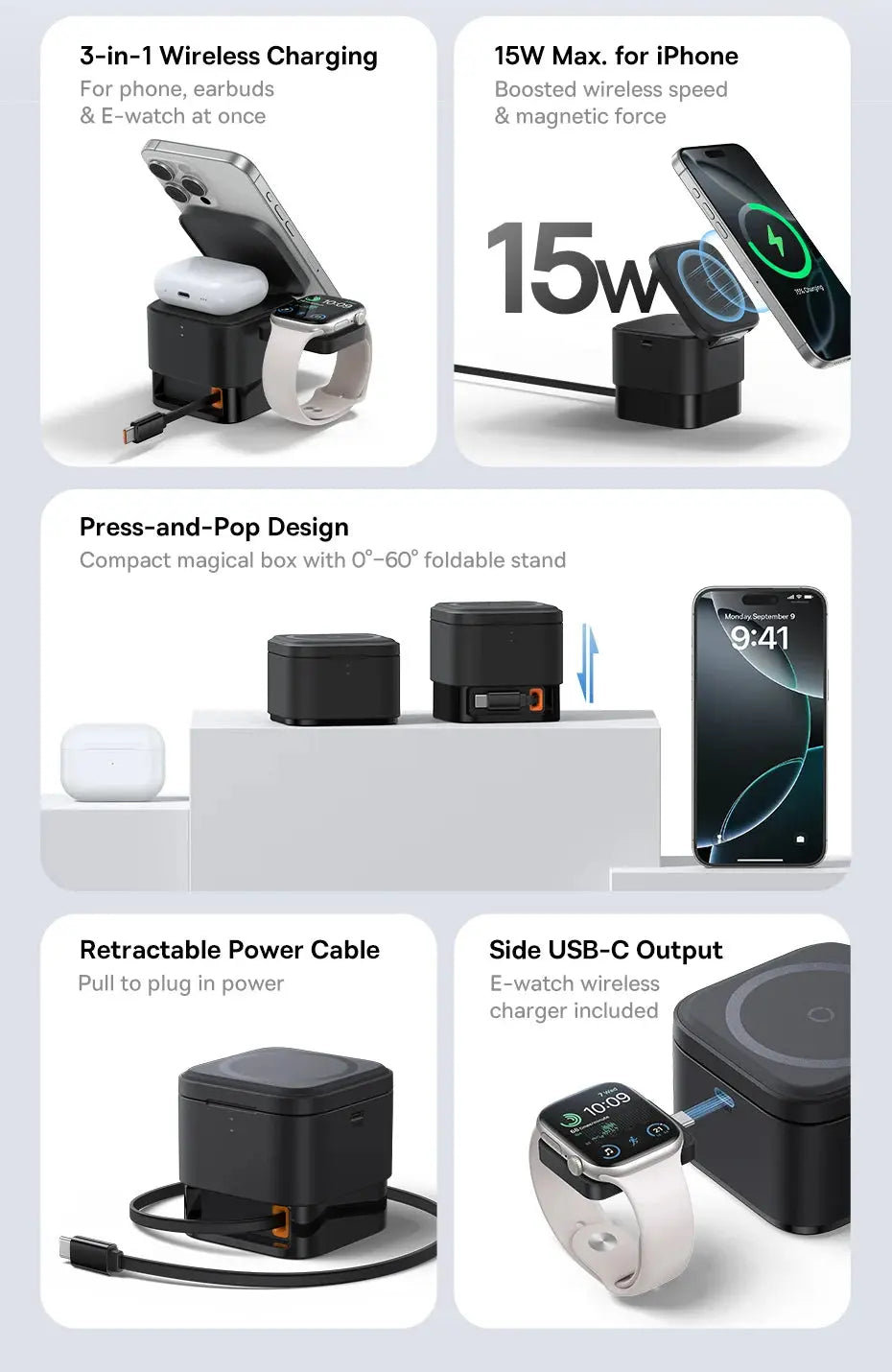 Baseus 3 in 1 25W Magnetic Wireless Charger Stand 15W Fast Wireless Charging Desktop Dock Station For iPhone16 15 14 13 Airpod My Store