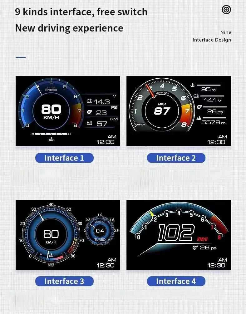 Newest A501 OBD2 Car Head Up Display HUD Smart Car Water&Oil temp Turbo RPM Gauge Digital Odometer Security Alarm Auto Meter My Store