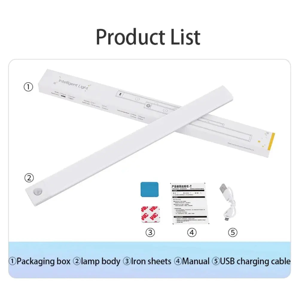 Motion Sensor Night Light USB Rechargeable Wireless Lamp Under Cabinet Led Lights for Kitchen Cabinet Bedroom Wardrobe Lighting My Store