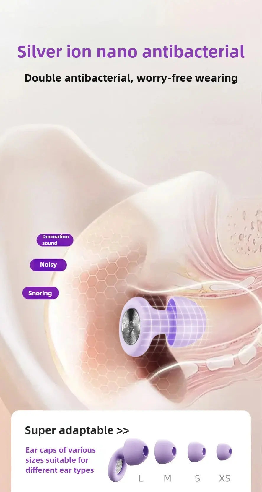 Noise-canceling sleep earbuds don't hurt to wear for a long time, noise-canceling silicone small ear canal earbuds My Store