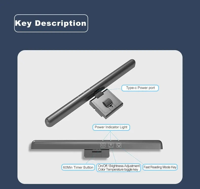 LED Computer Monitor Light Bar For Learning/Reading/Work Dimming Night Lighting Display Screen Hanging Lamp Eye Protection Lamp My Store