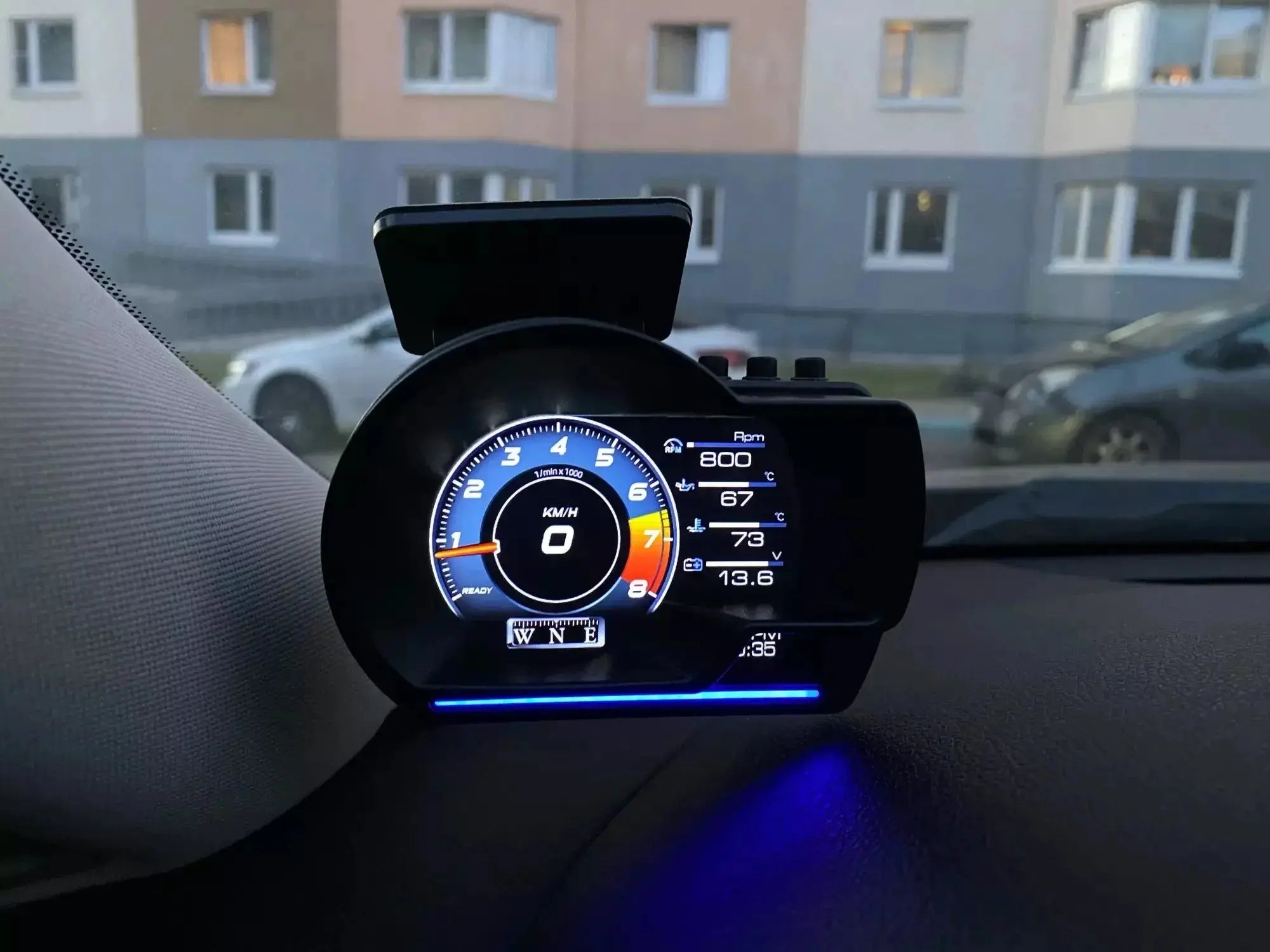 Newest A501 OBD2 Car Head Up Display HUD Smart Car Water&Oil temp Turbo RPM Gauge Digital Odometer Security Alarm Auto Meter My Store