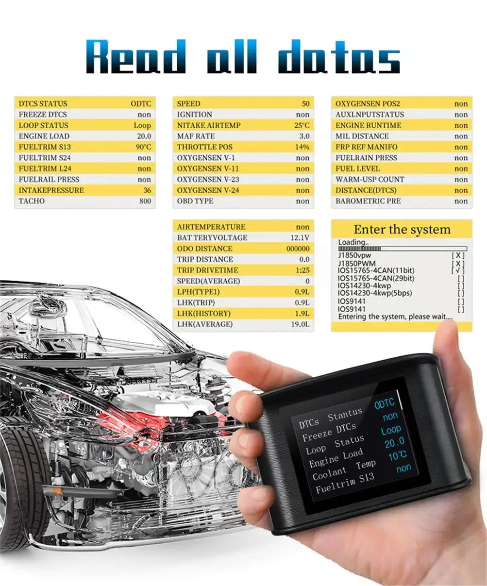 HUD P10 OBD2 Digital Car Head Up Display Speedometer Tachometer Battery Voltage Oil Pressure Coolant Temp Smart Car HUD Gauge My Store