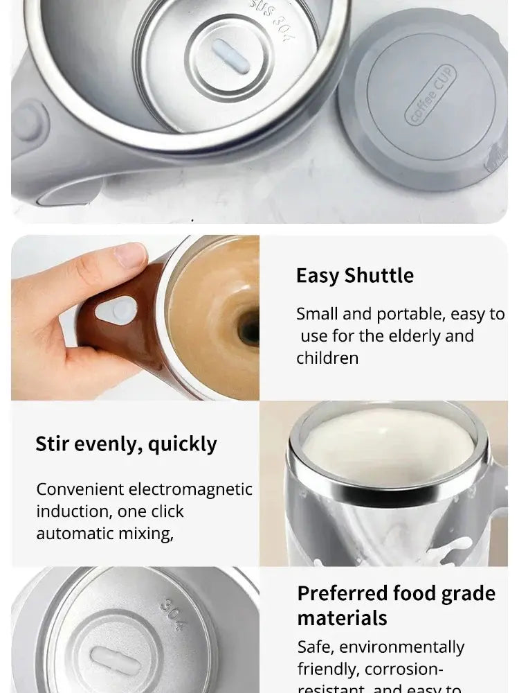 Automatic Stirring Cup Mug Rechargeable Portable Coffee Electric Stirring Stainless Steel Rotating Magnetic Home Drinking Tools My Store