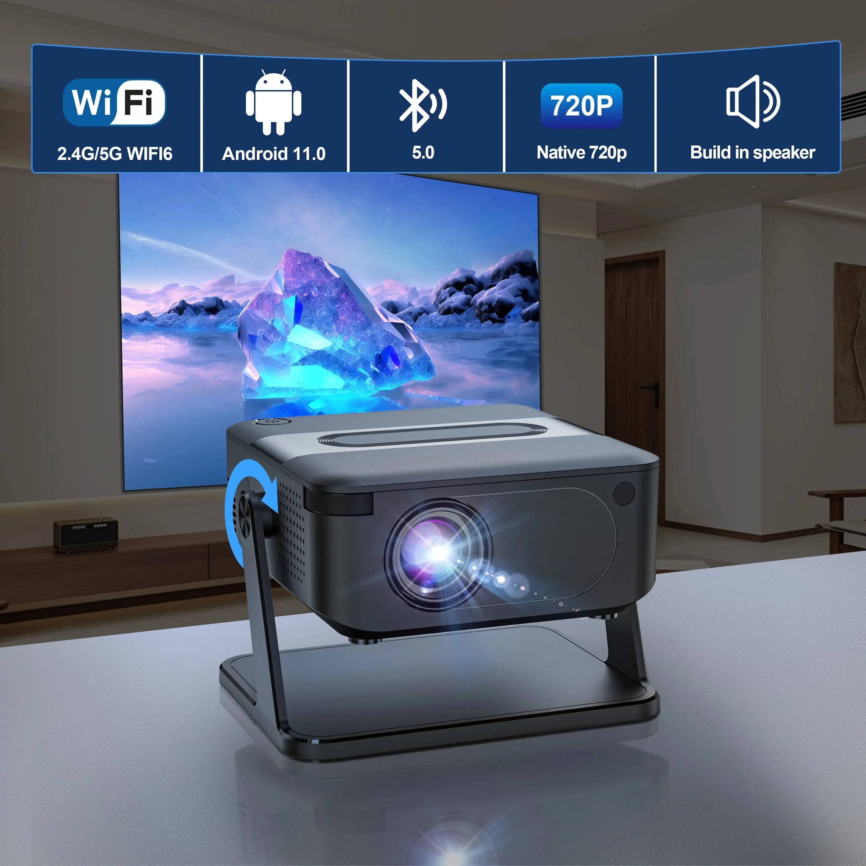 WESOPRO Mini Projector Smart 4K Portable with Wifi 6 Bluetooth 5.0 Android 11 Automatic Keystone for Home Theater Entertainment My Store