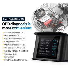 HUD P10 OBD2 Digital Car Head Up Display Speedometer Tachometer Battery Voltage Oil Pressure Coolant Temp Smart Car HUD Gauge My Store