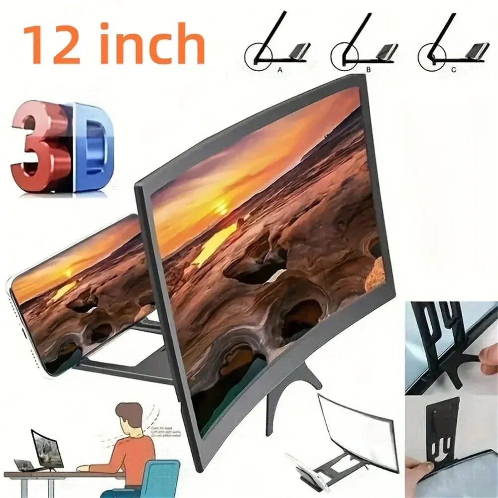 10/12 Inch/Phone Screen 3D HD Magnifier Movie Video Amplifier Holder Enlarger Screen Smart Phone Magnifying Curved Screen My Store