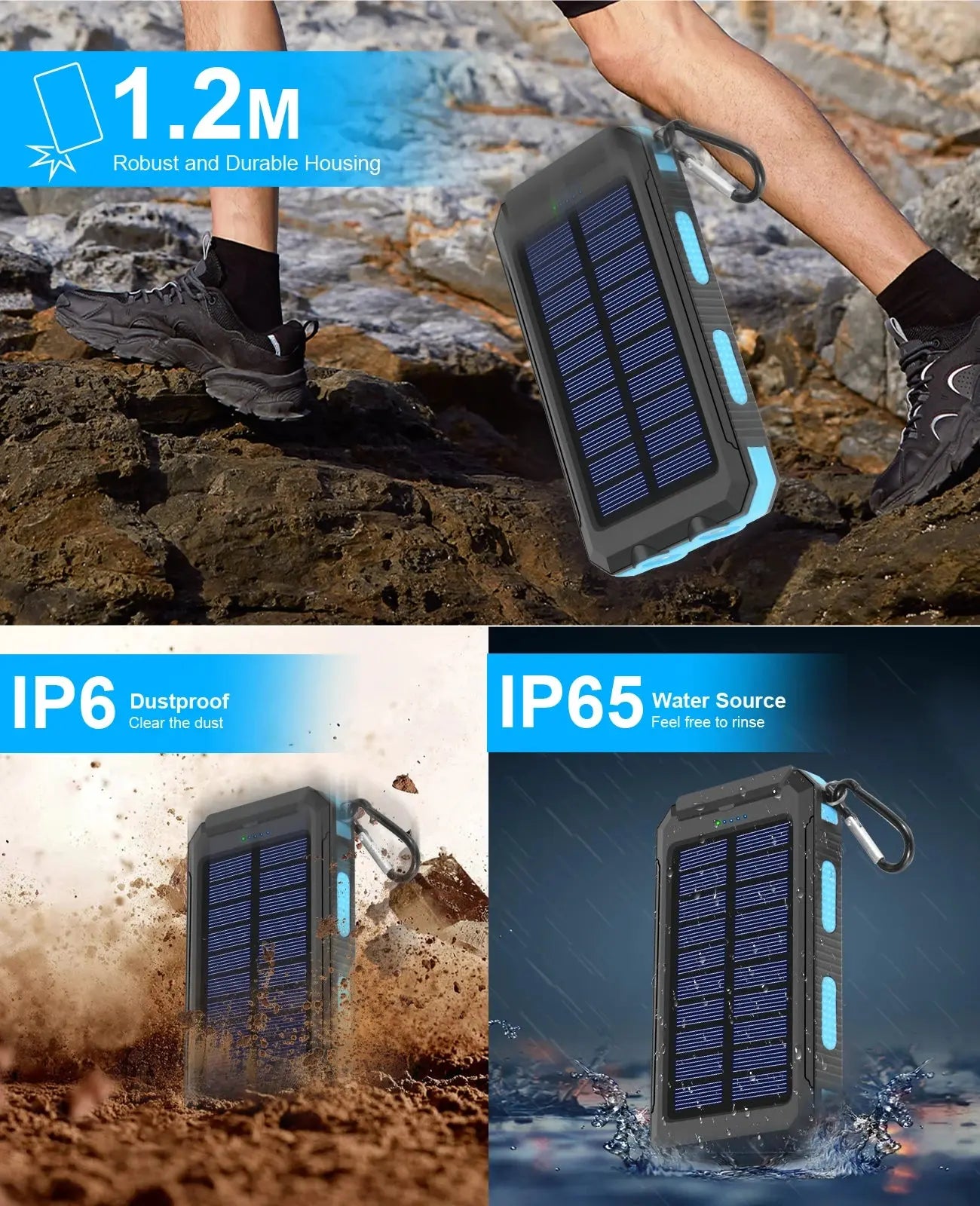 Waterproof Outdoor Solar Power Bank 38800mAh Dual USB Travel Outdoor Solar Mobile Phone Charger Solar Powerbanks For Camping My Store