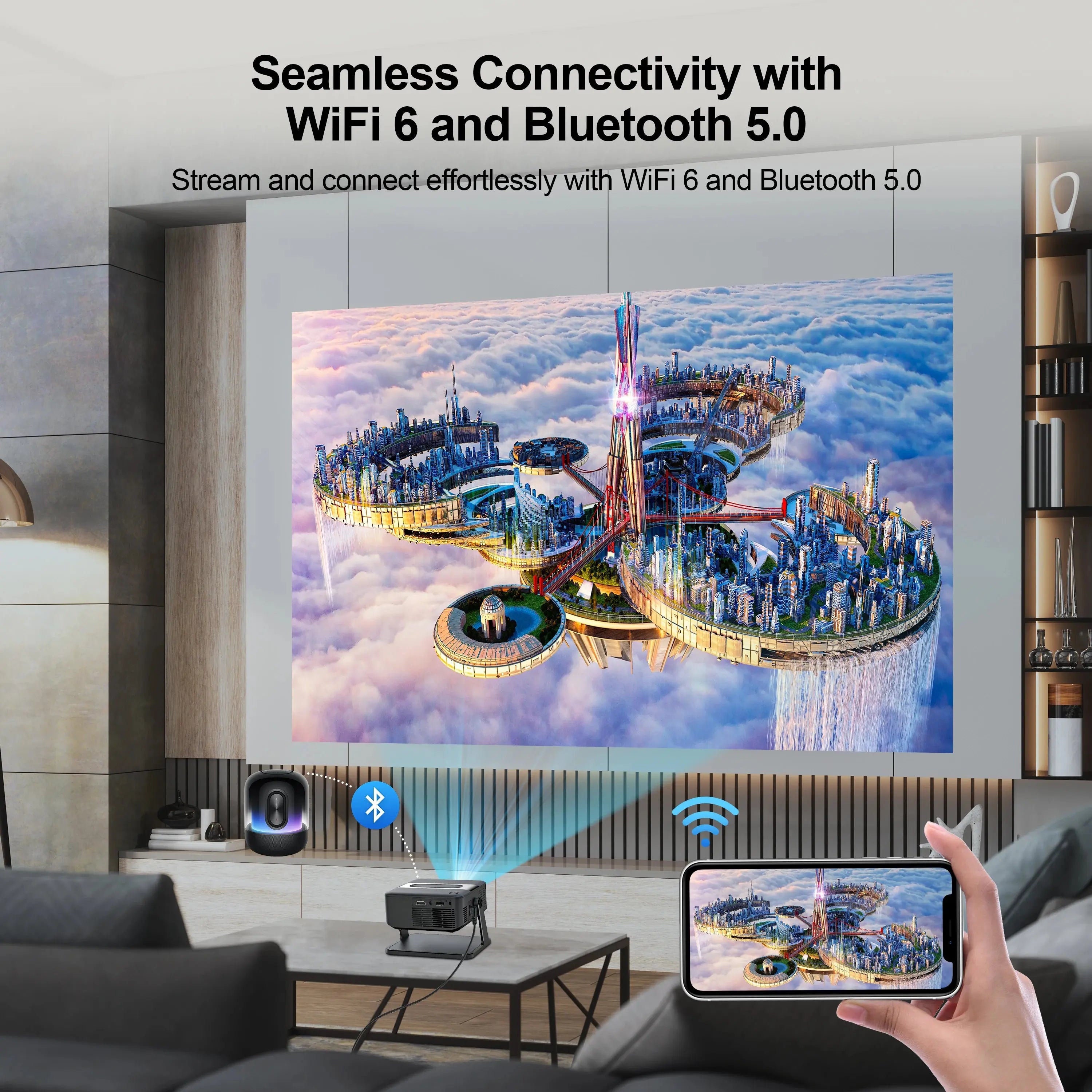 WESOPRO Mini Projector Smart 4K Portable with Wifi 6 Bluetooth 5.0 Android 11 Automatic Keystone for Home Theater Entertainment My Store