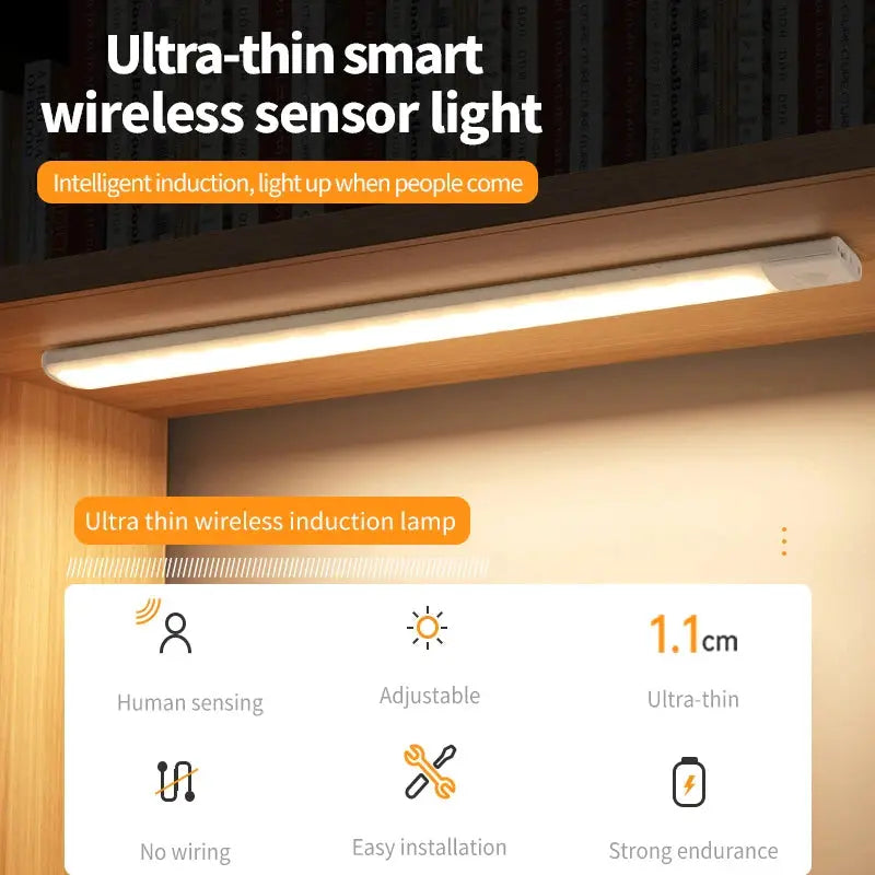 Motion Sensor Night Light USB Rechargeable Wireless Lamp Under Cabinet Led Lights for Kitchen Cabinet Bedroom Wardrobe Lighting My Store