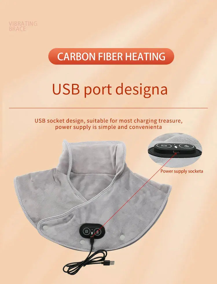Electric Heating Shoulder Neck Pad Cervical Wrap Three Gear Thermal Compress Massager Vibration Shawl Warm Back Tool Relax Brace My Store