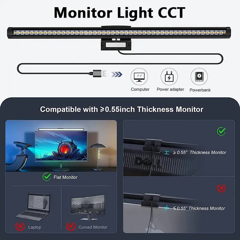 RGB LED Desk Lamp Dimmable Office Computer Eye-caring Table Lamps for Study Reading Screen Monitor Hanging Light Bar My Store