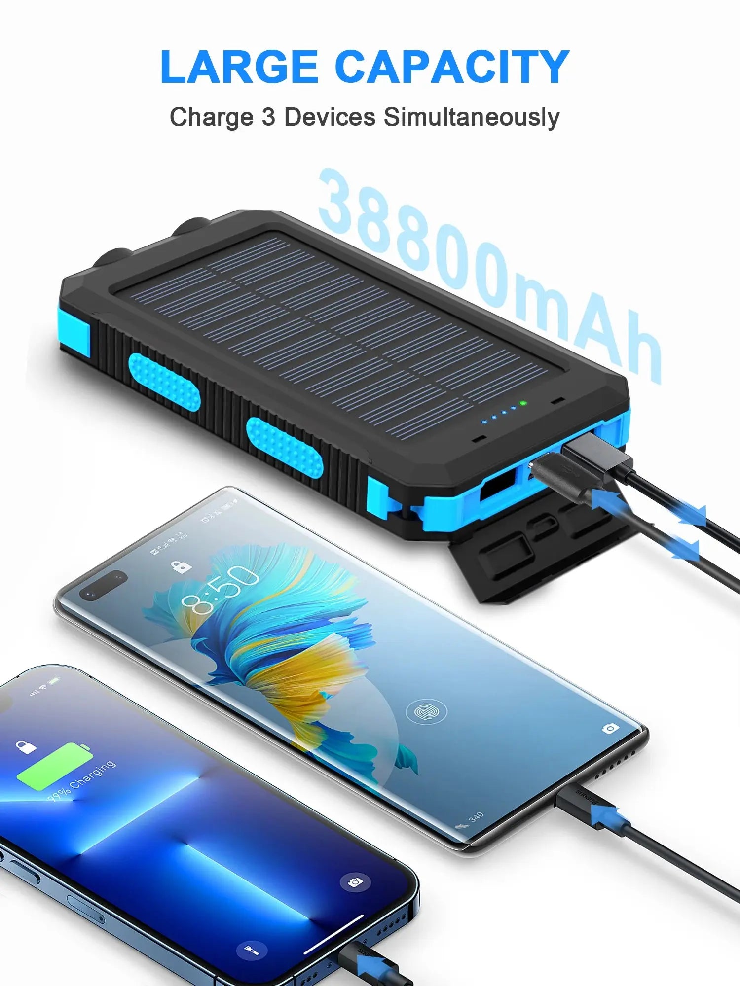Waterproof Outdoor Solar Power Bank 38800mAh Dual USB Travel Outdoor Solar Mobile Phone Charger Solar Powerbanks For Camping My Store