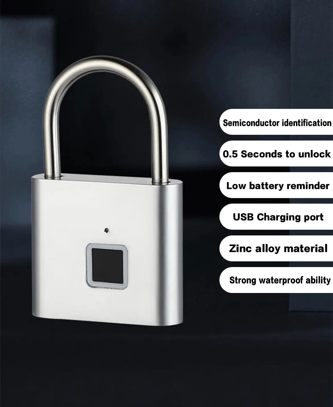 CDOK P2 fingerprint padlock, built-in rechargeable battery, outdoor waterproof, easy to use My Store