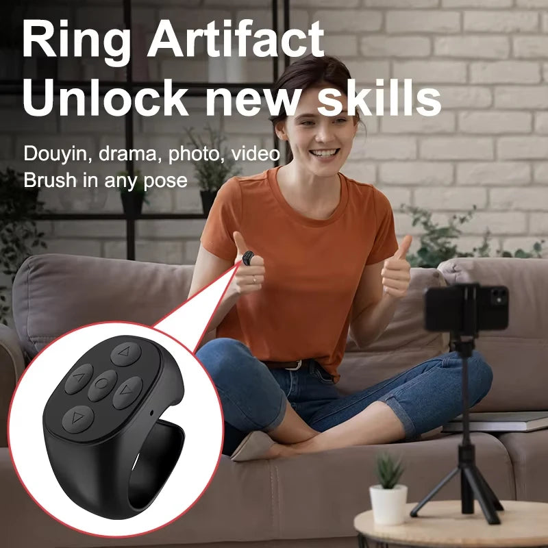 Smart Fingertip Ring Remote Control Mouse Wireless Bluetooth Mobile Selfie Mice Selfie Video Automatic Page Turner Browsing Vital Gadget