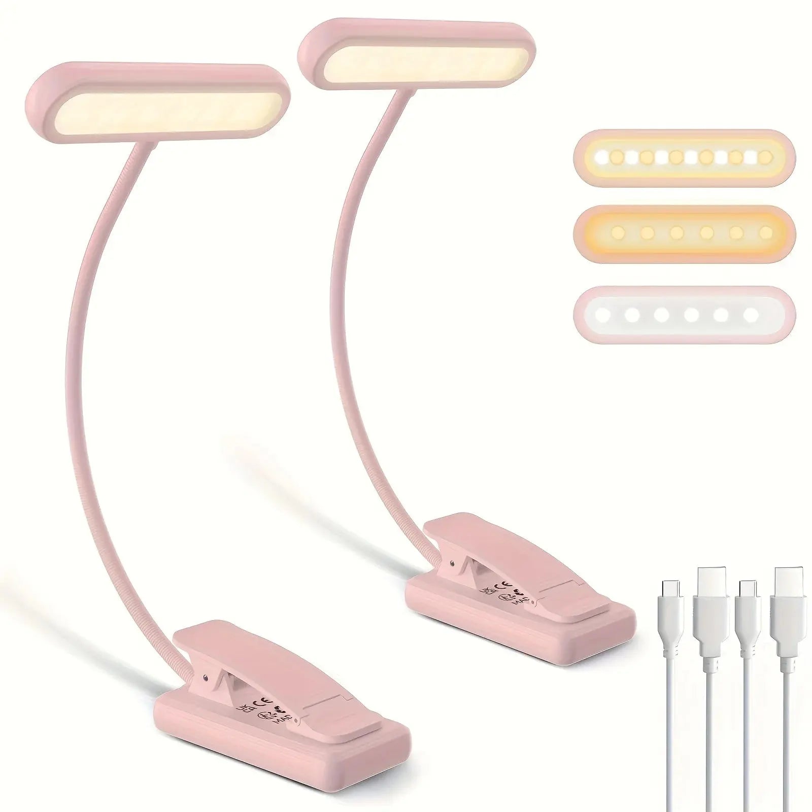 Portable Flexible Easy Clip Night Reading Lamp USB Rechargeable Reading Light 3Colors Warm Cool White Daylight Book Lamp My Store
