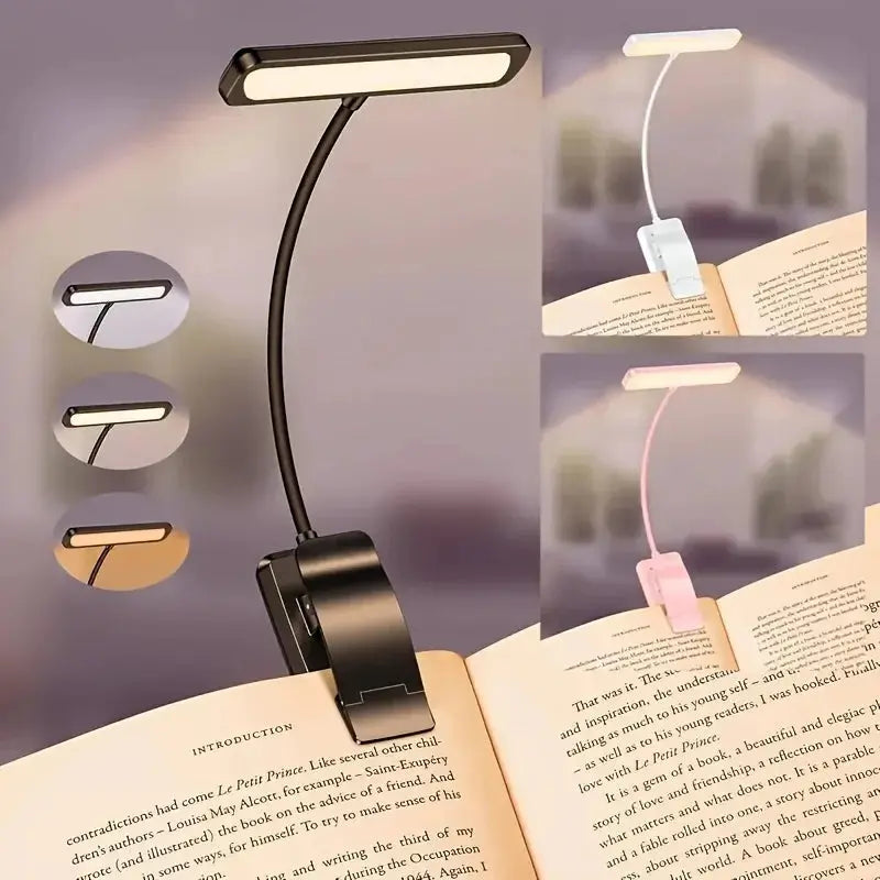 Portable Flexible Easy Clip Night Reading Lamp USB Rechargeable Reading Light 3Colors Warm Cool White Daylight Book Lamp My Store