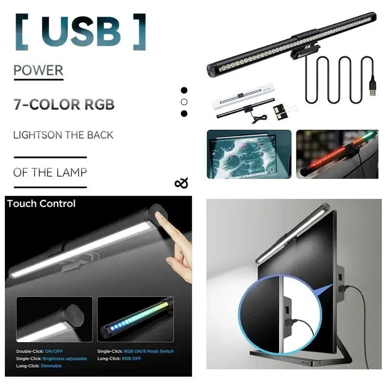 RGB LED Desk Lamp Dimmable Office Computer Eye-caring Table Lamps for Study Reading Screen Monitor Hanging Light Bar My Store