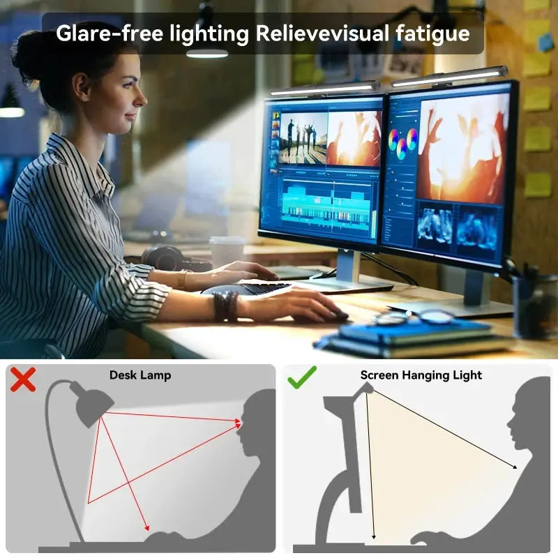RGB LED Desk Lamp Dimmable Office Computer Eye-caring Table Lamps for Study Reading Screen Monitor Hanging Light Bar My Store