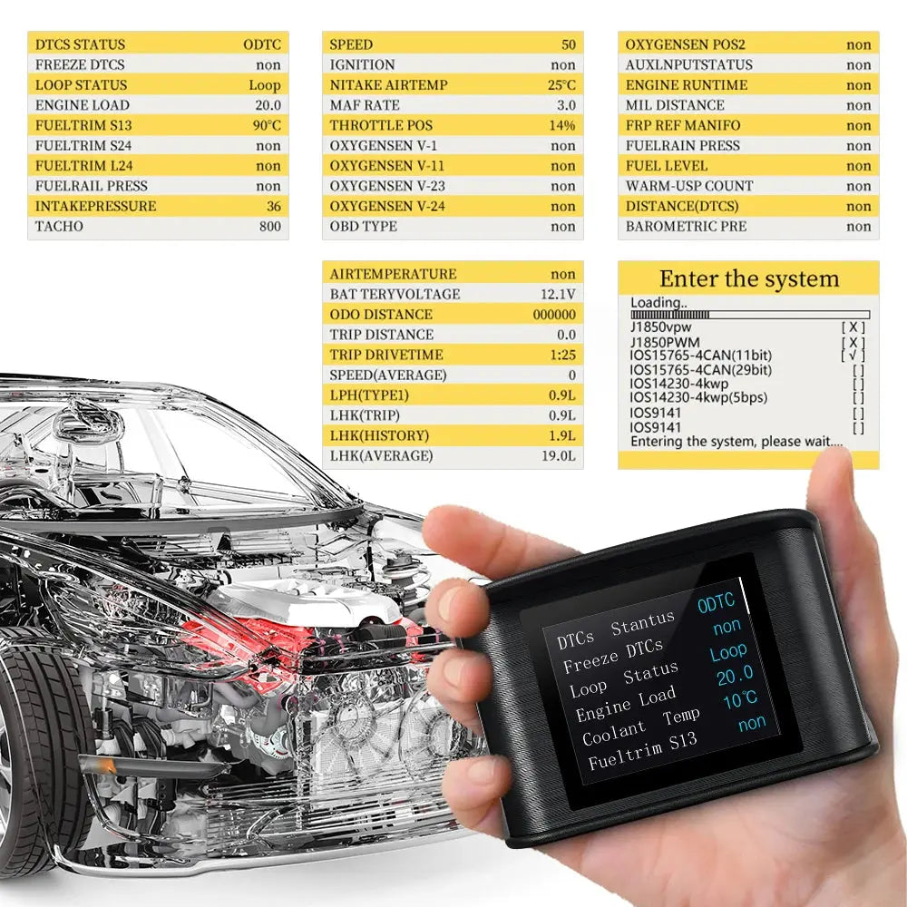 HUD P10 OBD2 Digital Car Head Up Display Speedometer Tachometer Battery Voltage Oil Pressure Coolant Temp Smart Car HUD Gauge My Store
