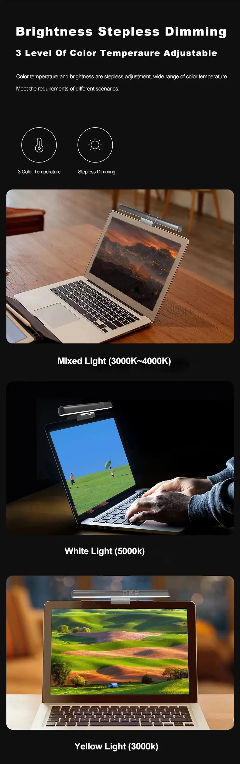 LED Computer Monitor Light Bar For Learning/Reading/Work Dimming Night Lighting Display Screen Hanging Lamp Eye Protection Lamp My Store