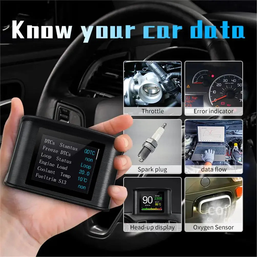 HUD P10 OBD2 Digital Car Head Up Display Speedometer Tachometer Battery Voltage Oil Pressure Coolant Temp Smart Car HUD Gauge My Store