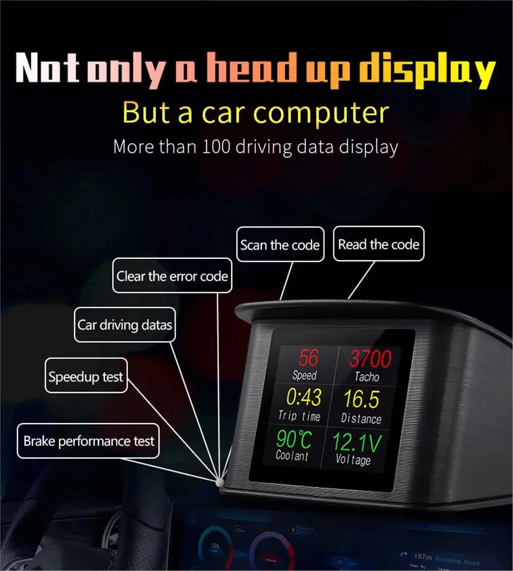 HUD P10 OBD2 Digital Car Head Up Display Speedometer Tachometer Battery Voltage Oil Pressure Coolant Temp Smart Car HUD Gauge My Store