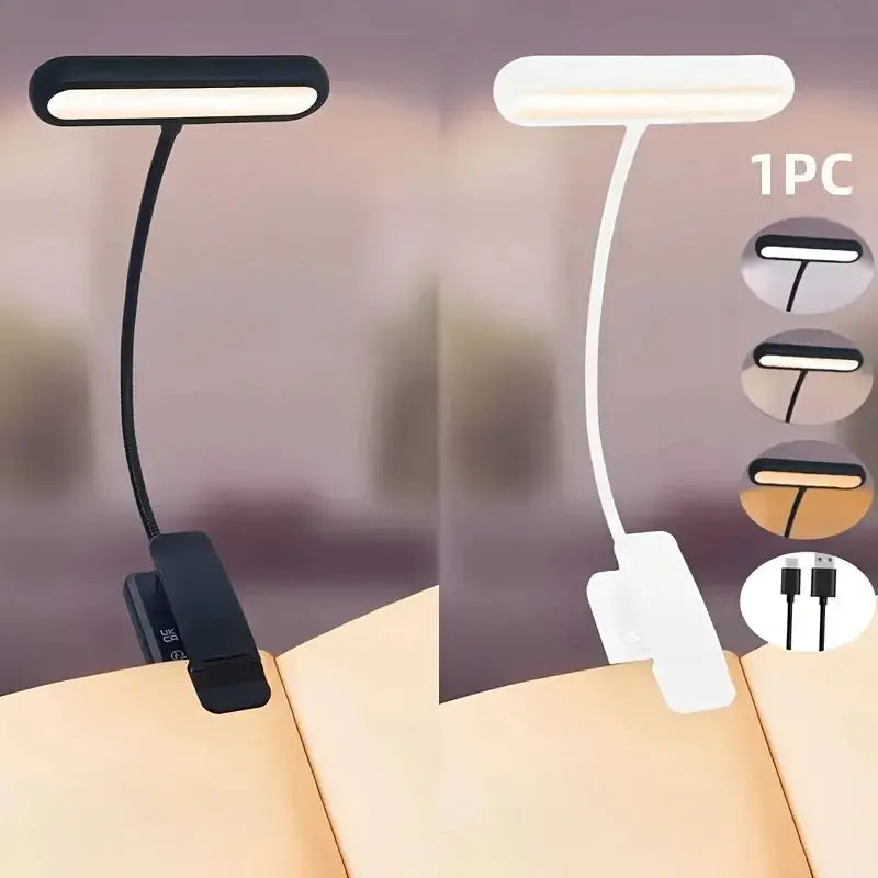 Portable Flexible Easy Clip Night Reading Lamp USB Rechargeable Reading Light 3Colors Warm Cool White Daylight Book Lamp My Store