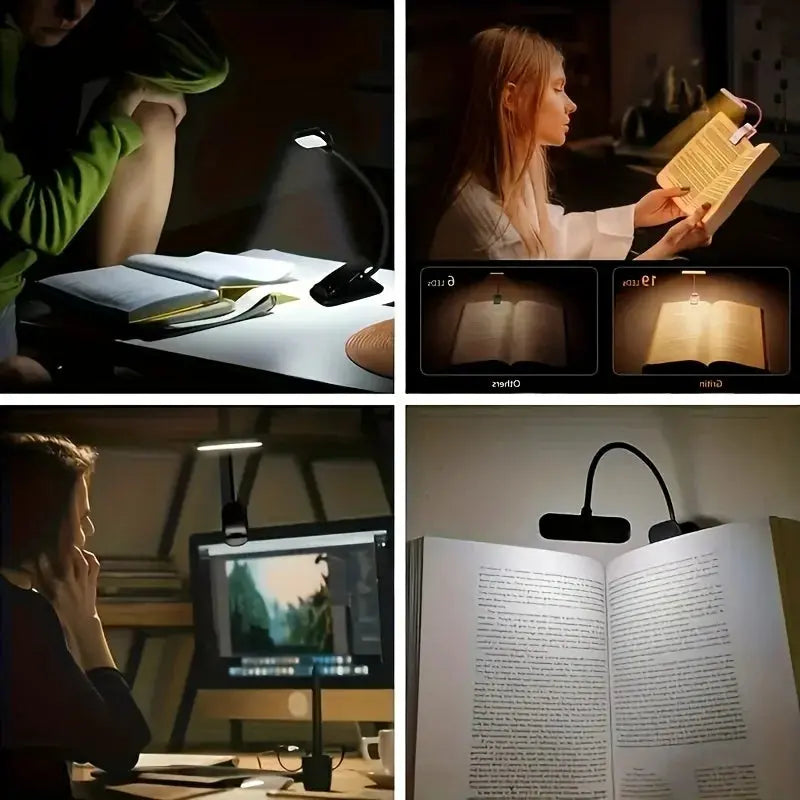 Portable Flexible Easy Clip Night Reading Lamp USB Rechargeable Reading Light 3Colors Warm Cool White Daylight Book Lamp My Store