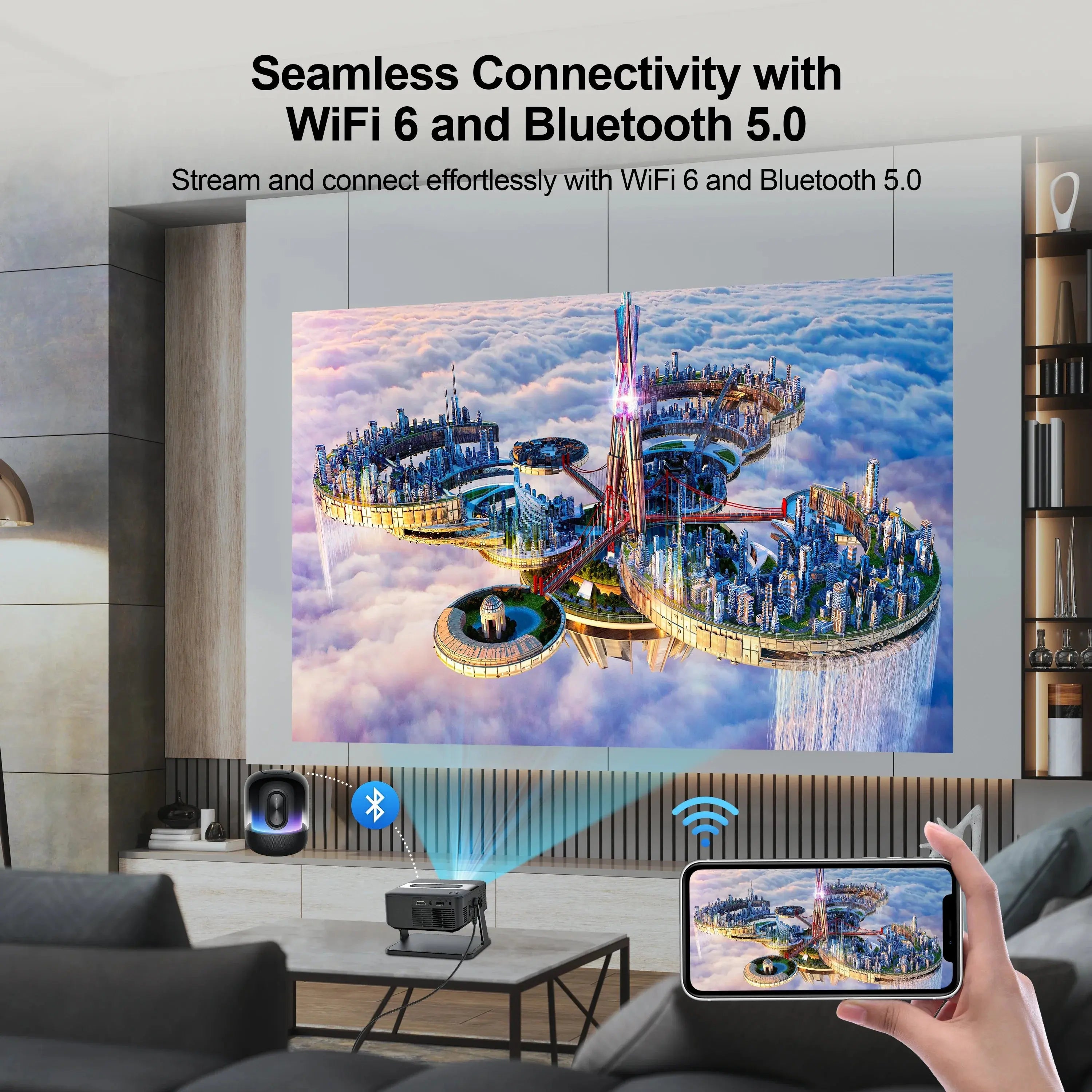 WESOPRO Mini Projector Smart 4K Portable with Wifi 6 Bluetooth 5.0 Android 11 Automatic Keystone for Home Theater Entertainment My Store