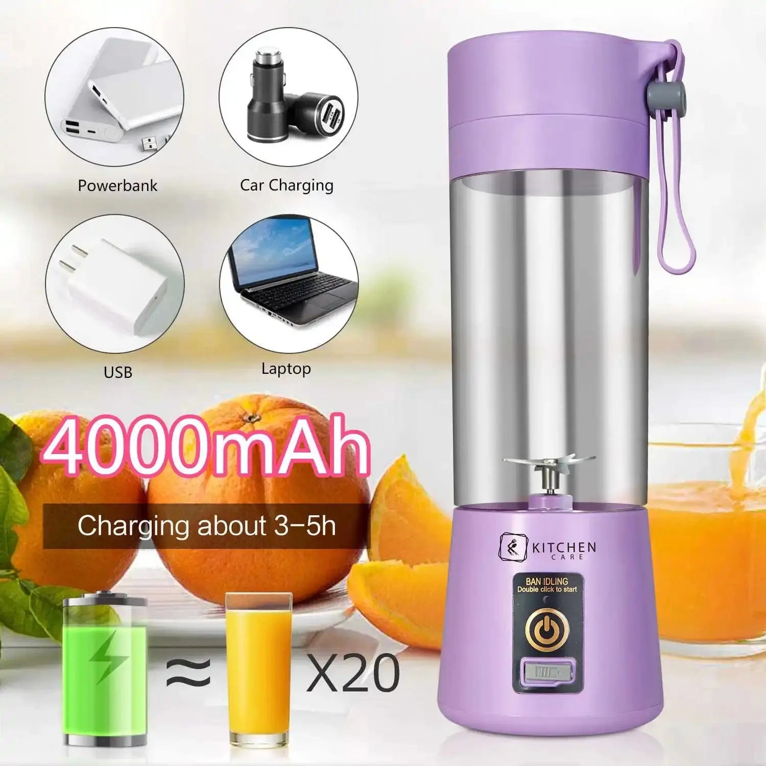 Portable Fruit Juice Blenders Summer Personal Electric Mini Bottle Home USB 4 Blades Juicer Cup Machine For Kitchen My Store